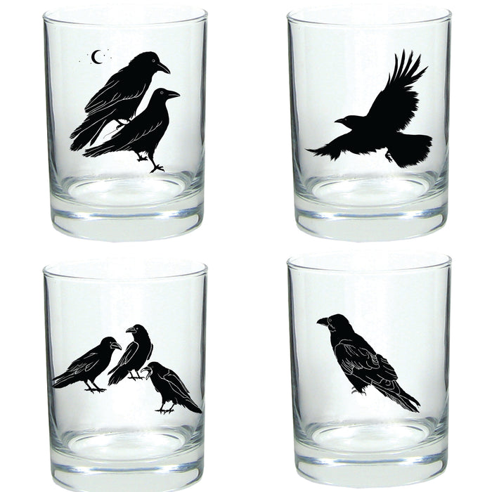 "All The Ravens" Rocks Lowball Glass Boxed 4 Pack Set