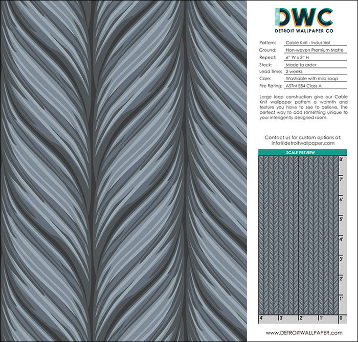Cable Knit - Industrial <br> Wallpaper - The Detroit Wallpaper Co.