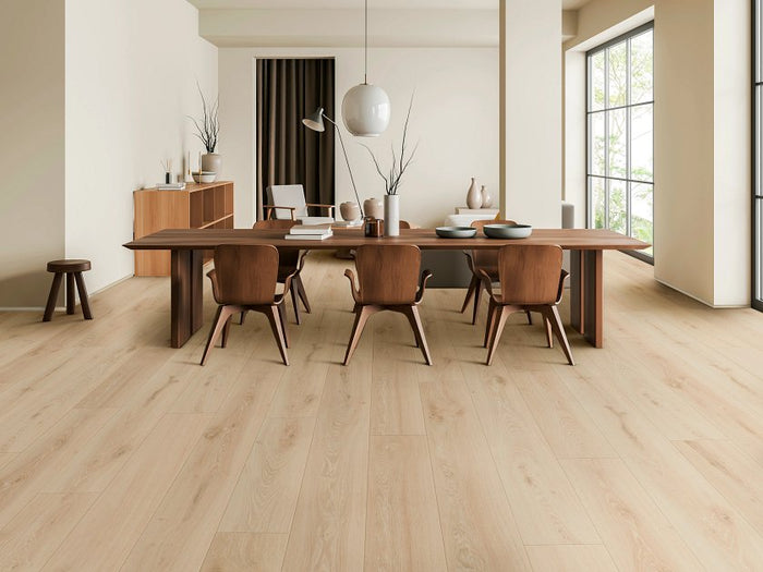 COREtec CR504 Retro Revival Butterscotch Oak installed in warm inviting living room