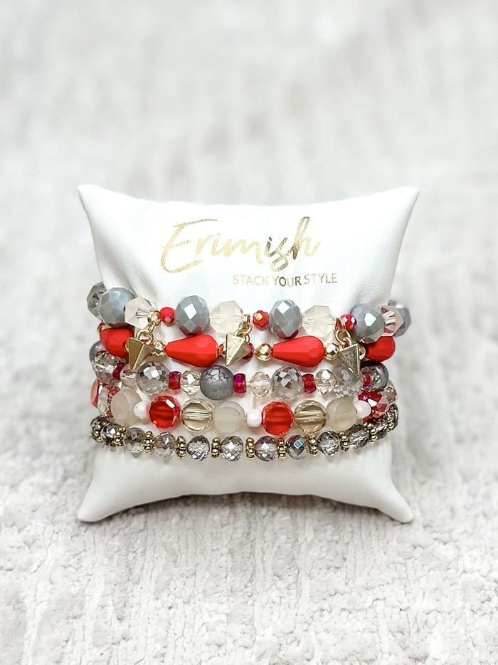 Crimson Luxe Bracelet Stack by Erimish
