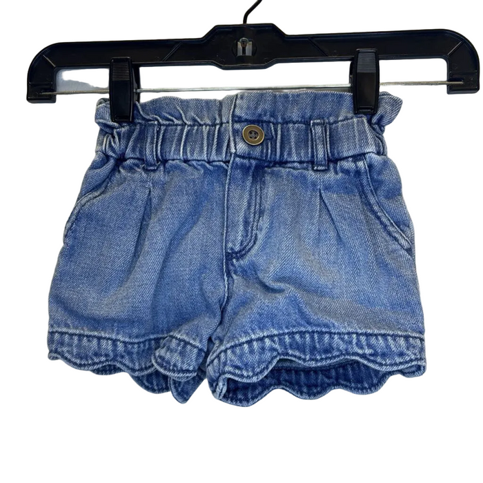 Elastic Waist Shorts/Scalloped Hem