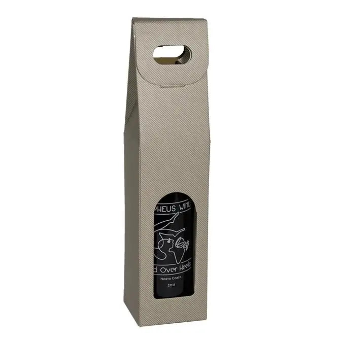 Grigio - 1 Bottle Carrier - Gray Groove 3-1/2 x 3-1/2 x 15 50/cs - Mac Paper Supply
