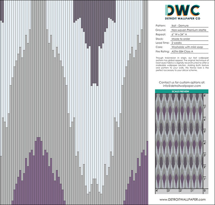 Ikat - Demure <br> Wallpaper - The Detroit Wallpaper Co.
