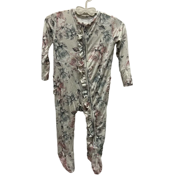 LS Footed Zip Up Onesie/Ruffle But/Flowers