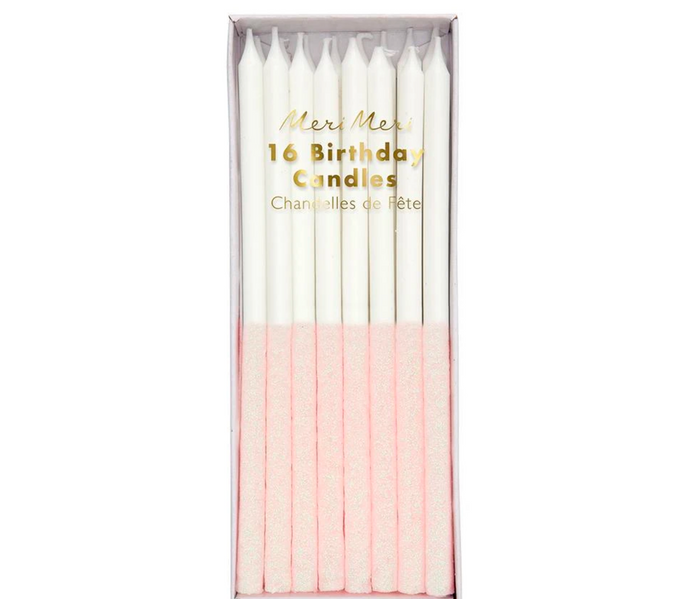 Pale Pink Glitter Dipped Candles
