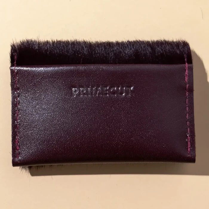 Primecut – Wallet in Leather + Hair on Hide in Plum