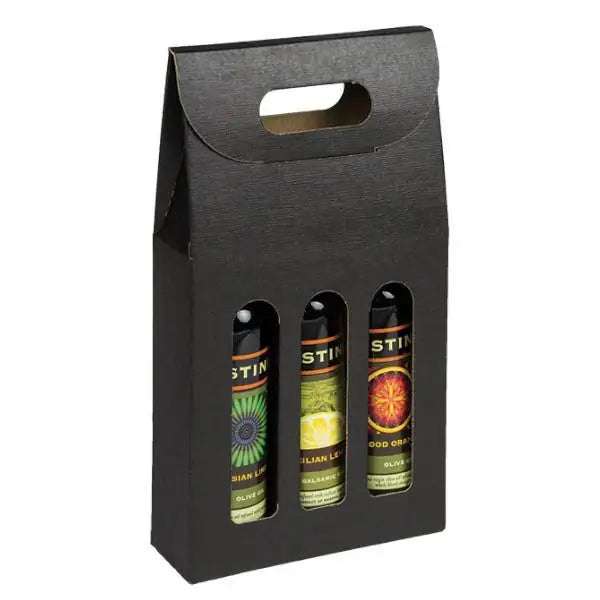 Nero Tall (200 ml) 3 Bottle Olive Oil Carrier - 6-5/8 x 2-1/8 x 12 50/cs - Mac Paper Supply
