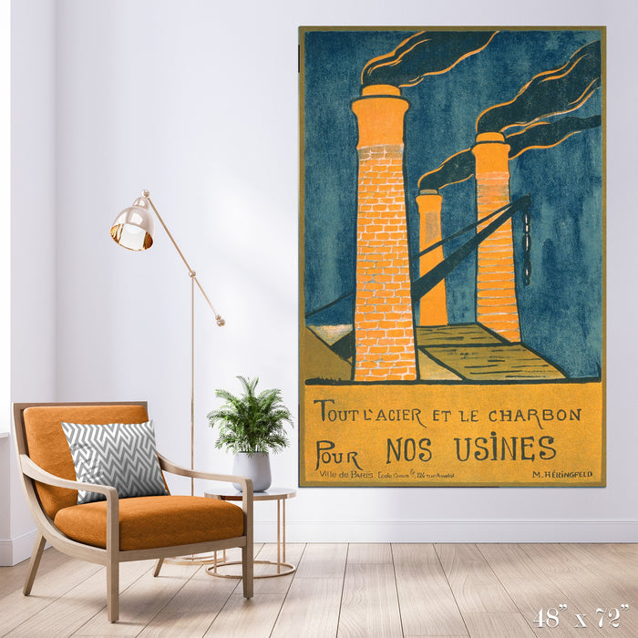 Smokestacks Colossal Art Print - Trendy Custom Wallpaper | Contemporary Wallpaper Designs | The Detroit Wallpaper Co.