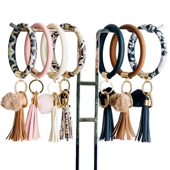 Snake Pom Key Ring