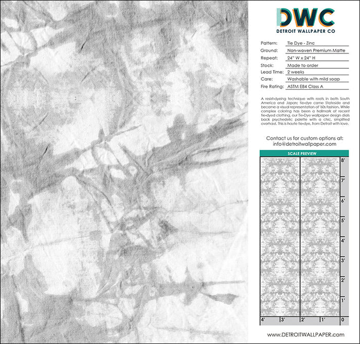 Tie-Dye - Zinc <br> Wallpaper - The Detroit Wallpaper Co.