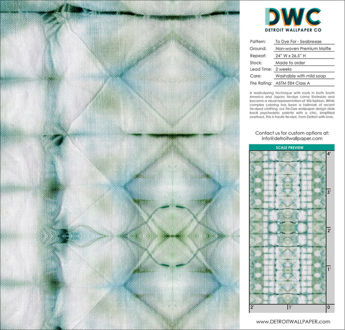 To Dye For - Seabreeze <br> Wallpaper - The Detroit Wallpaper Co.