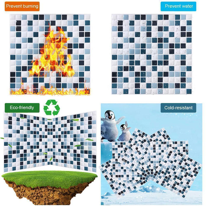 3D Mosaic Tile Self-adhesive Stickers, 4pcs