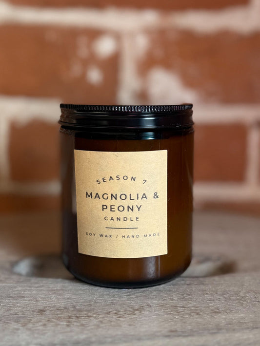 8oz Jar Hand Poured Soy Wax Candle, Magnolia & Peony