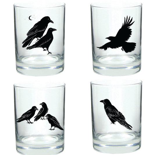 "All The Ravens" Rocks Lowball Glass Boxed 4 Pack Set