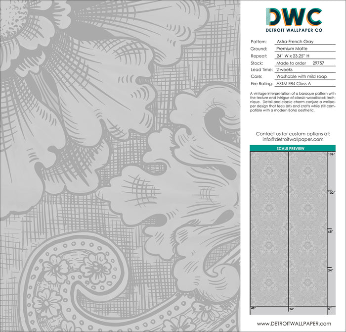 Astra - French Gray <br> Wallpaper - The Detroit Wallpaper Co.