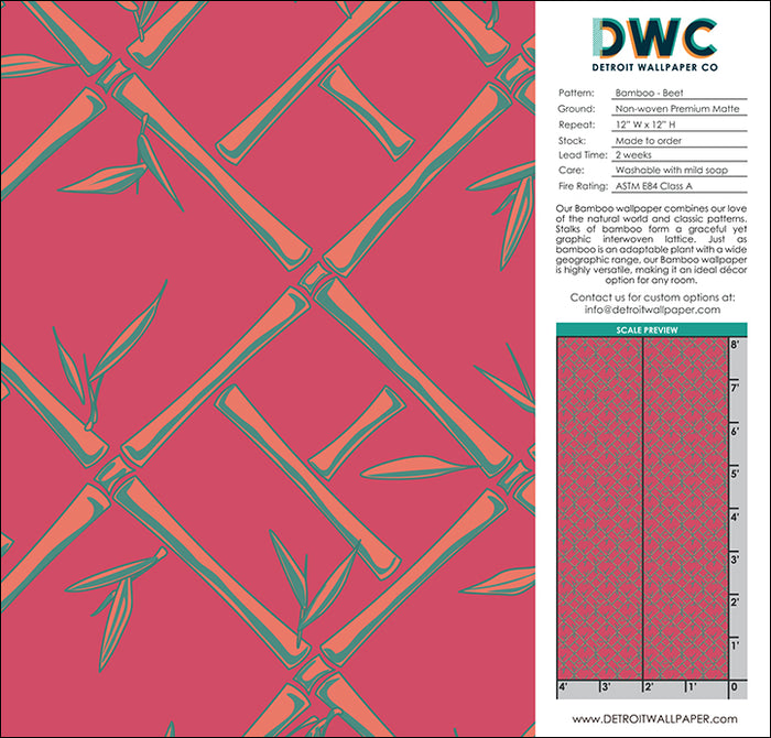 Bamboo - Beet <br> Wallpaper - The Detroit Wallpaper Co.