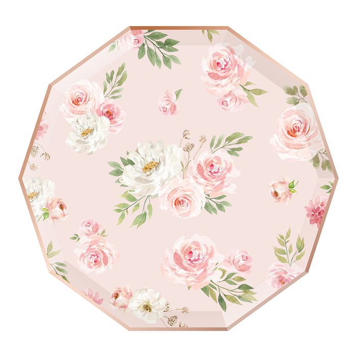 Blush & Rose Gold Floral Plates
