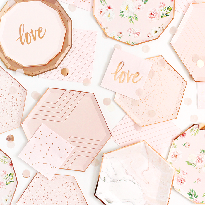 Blush & Rose Gold Floral Plates
