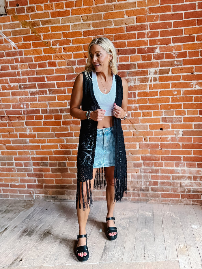 Boho Breeze Crochet Fringe Cardigan