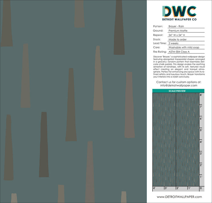 Brayer - Rain <br> Wallpaper - The Detroit Wallpaper Co.