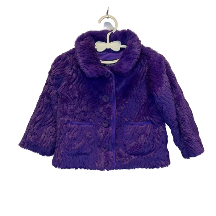 Button Collared Faux Fur Coat