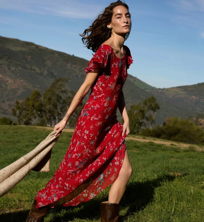 Cleobella – Roxanne Ankle Dress in Fiore Rosso