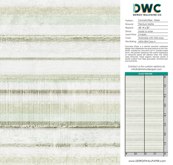 Concrete Stripe - Green <br> Wallpaper - The Detroit Wallpaper Co.