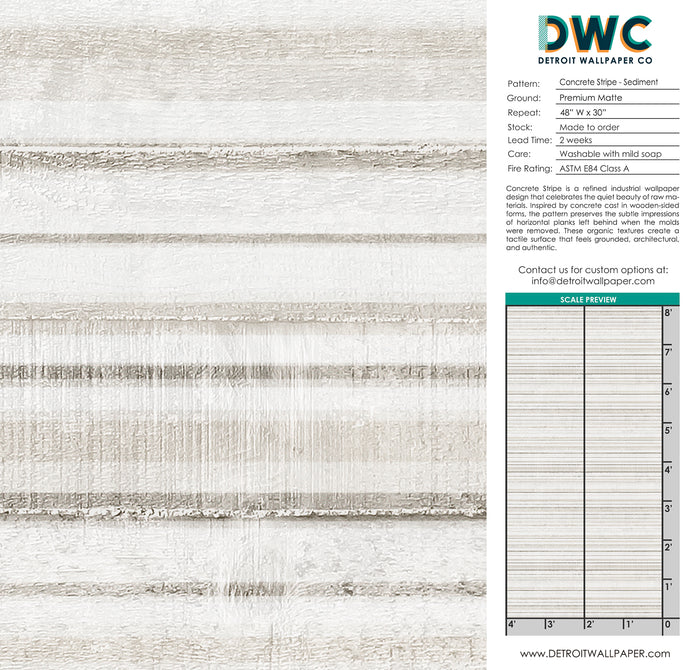 Concrete Stripe - Sediment <br> Wallpaper - The Detroit Wallpaper Co.