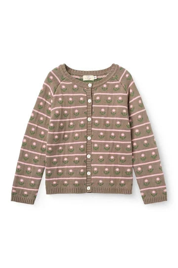 Copenhagen Colors- Knitted Flower Pattern Cardigan