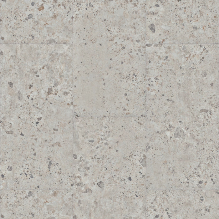 COREtec CRT02 Balanced Retreat Morning Fog Terrazzo waterproof luxury vinyl tile close-up