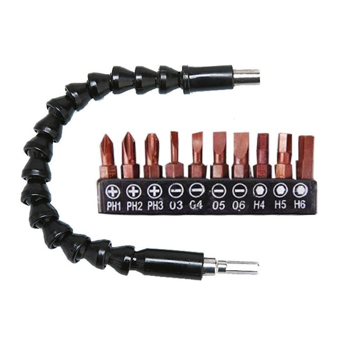 1 flexible shaft +10 screw bits