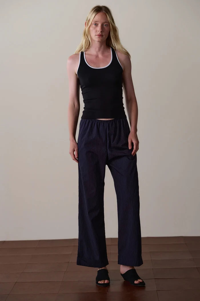Donni – Pop Pinstripe Simple Pant in Navy