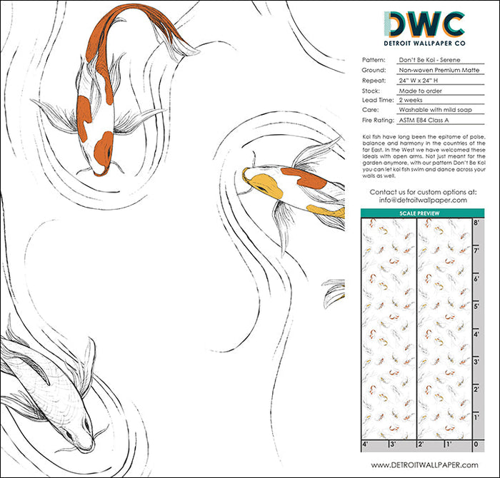 Don't Be Koi - Serene <br> Wallpaper - The Detroit Wallpaper Co.