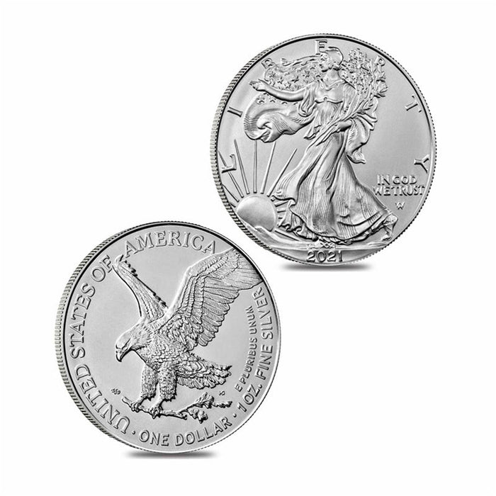 1 pc / 2021 Silver Eagle with spread wings