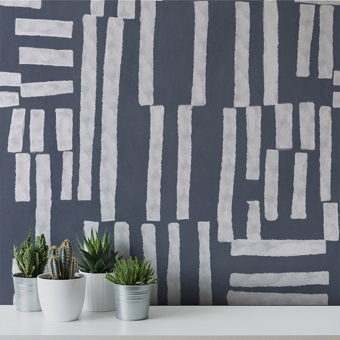 Edgy - Neutral Navy <br> Wallpaper - The Detroit Wallpaper Co.