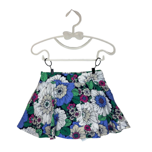 Elastic Waist Cotton Skort / Flowers