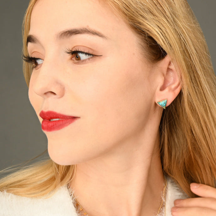 Ellie Triangle Turquoise Studs - Earrings with an Impact