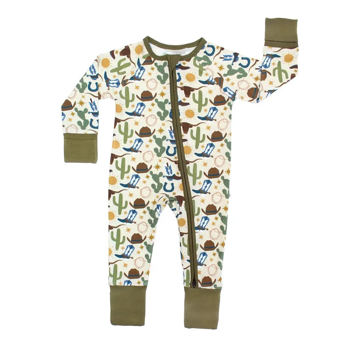 Emerson and Friends - Howdy Western Bamboo Convertible Baby Pajamas
