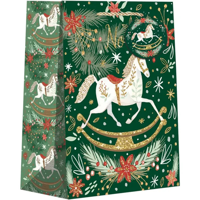 Euro Tote - Medium - Rocking Horse Noel - 6 Count - XMT605