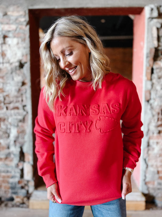 Kansas City Embossed Sweatshirt, Red