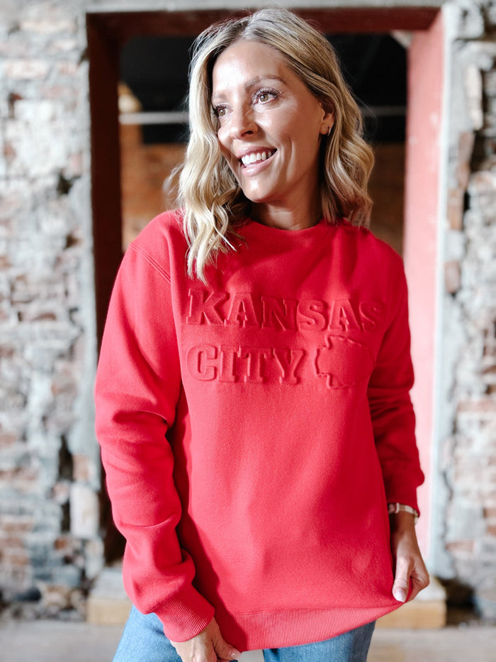 Kansas City Embossed Sweatshirt, Red