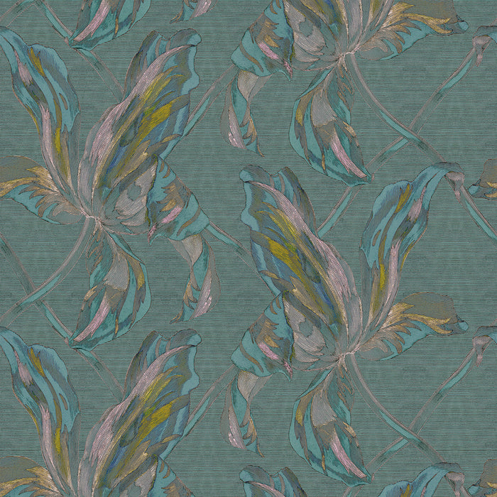 Floral Lattice - Ocean Jasper <br> Wallpaper - The Detroit Wallpaper Co.