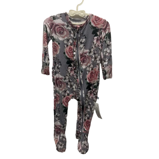 Footed Zip Up Onesie//Floral