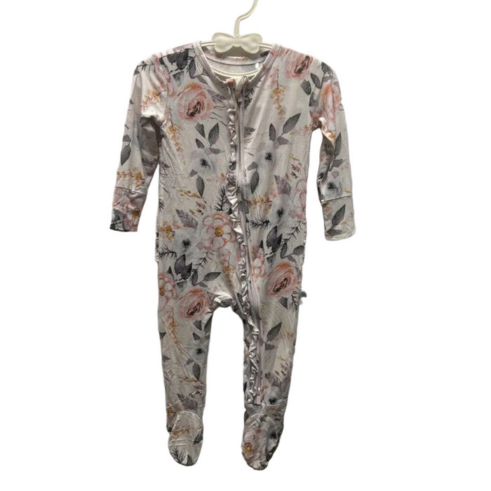 Footed Zip Up Onesie/Roses