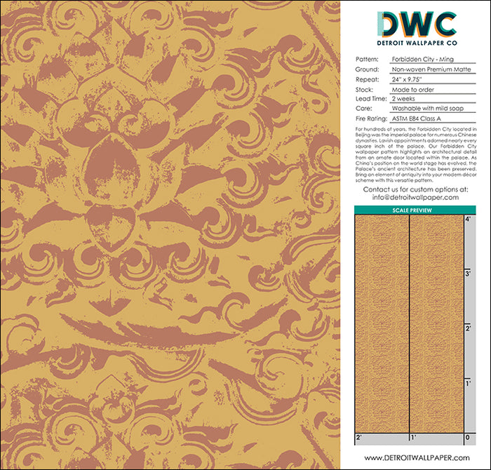 Forbidden City - Ming <br> Wallpaper - The Detroit Wallpaper Co.