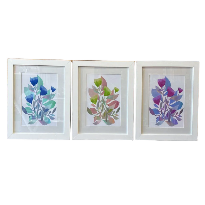 Framed Floral/Leaves Set of 3