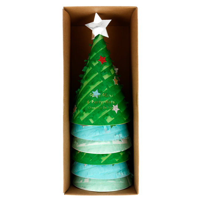 Fringed Christmas Tree Party Hats