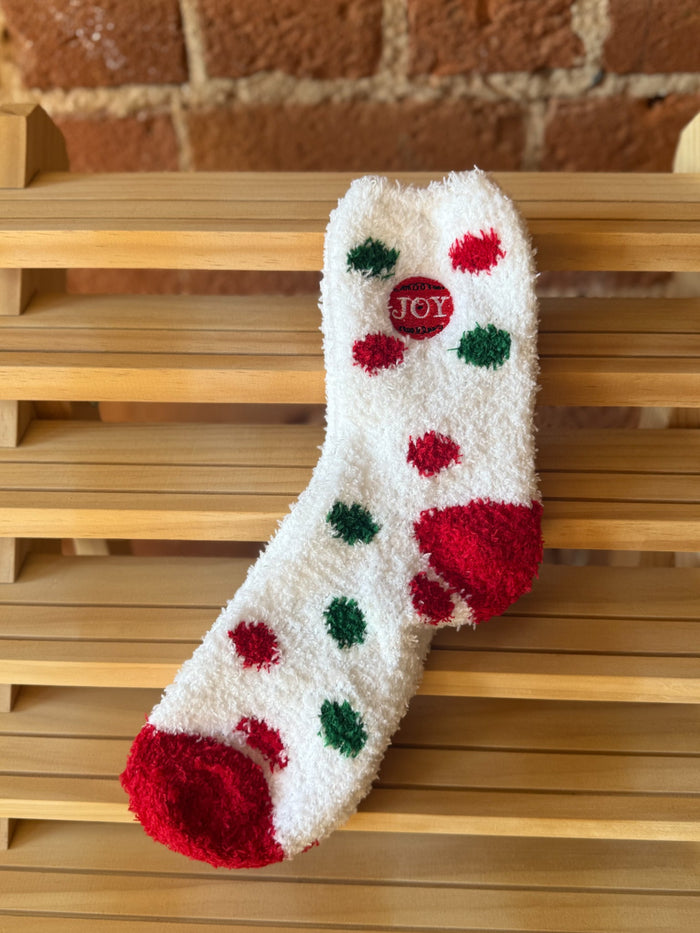 White with Dots Joy Embroidered