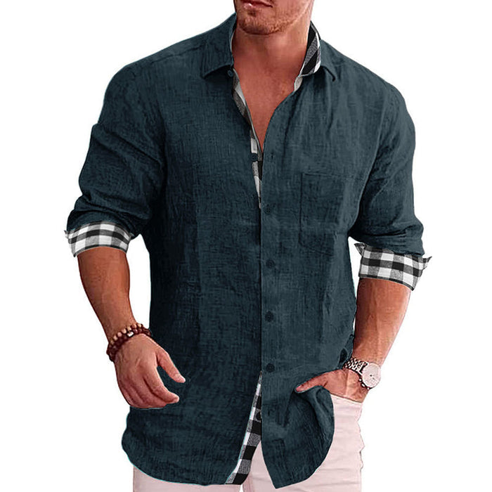 Gentleman Paneled Casual Buttons Pocket Shirt