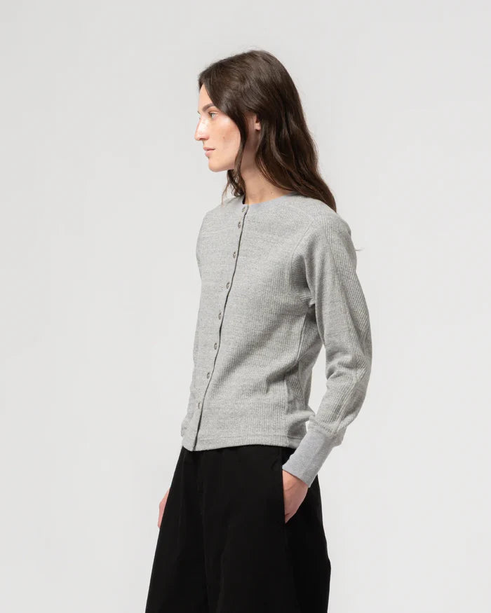 Girls of Dust - Military Rib Button Down in Grey Melange
